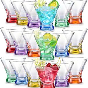 Sunnyray Pcs Stemless Martini Glasses oz ml Crystal Margarita Cocktail Glasses Short Martini Glasses Hand Blown Stemless Wine Glasses for Cosmopolitan Manhattan Gimlet Brandy Whiskey Home Bar