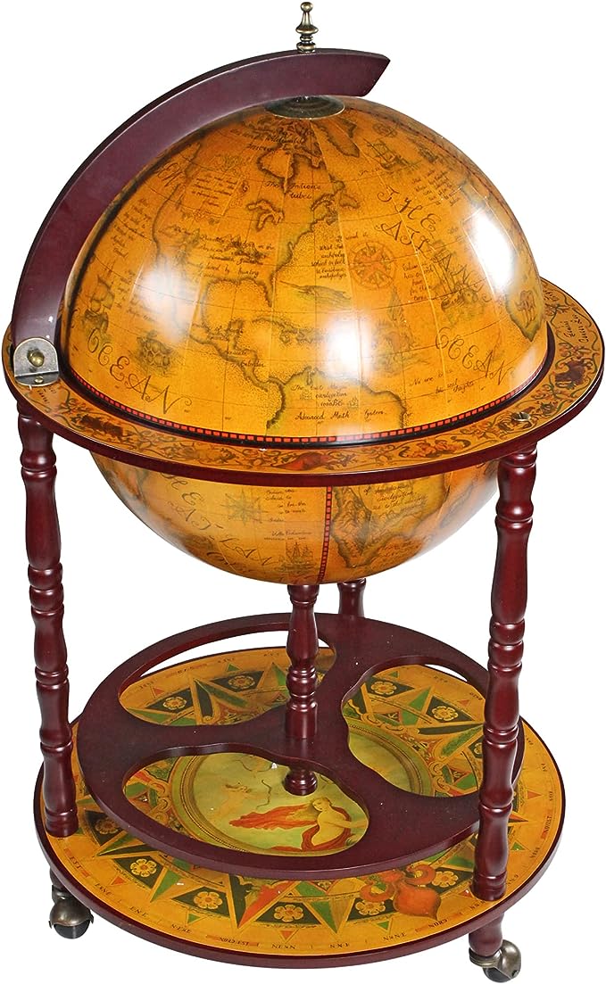 Design Toscano Sixteenth Century Italian Replica Globe Bar Cabinet on Wheels, italian decor