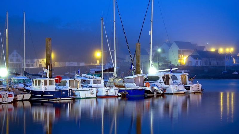 boat dock blue hour brittany atlantic coast france atlantic coast boat harbour water