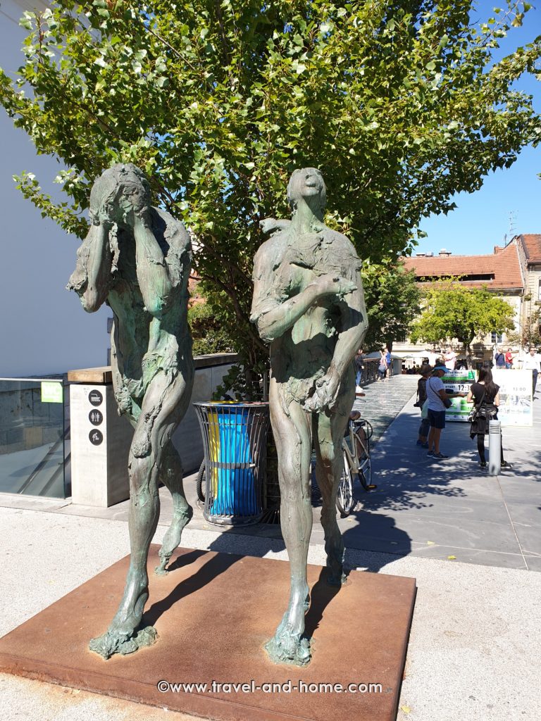 Adam and Eve sculpture in Ljubljana Slovenia