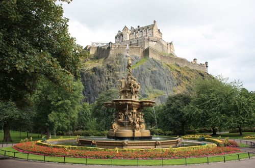 Edinburgh Scotland Castle Fountain