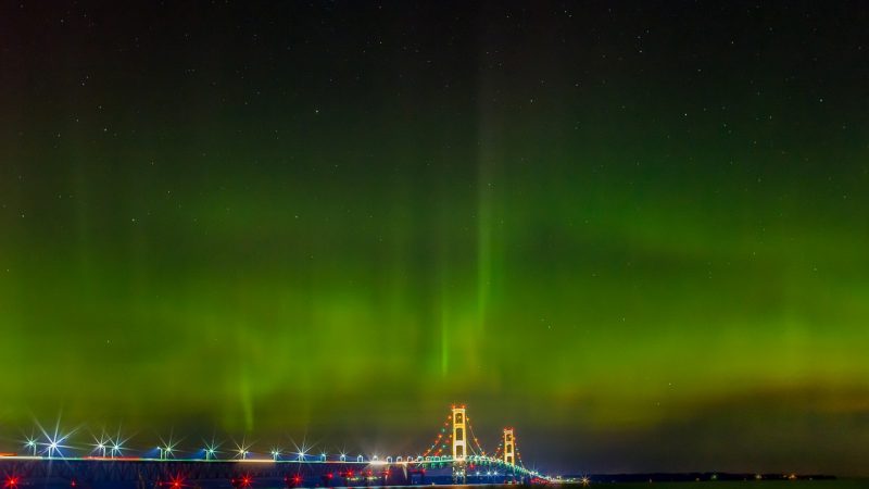 Mackinac Bridge Northern Lights Michigan Lights