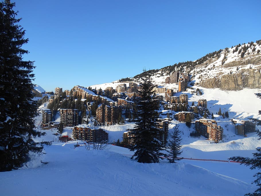 avoriaz france ski resort village snow cliffs alps