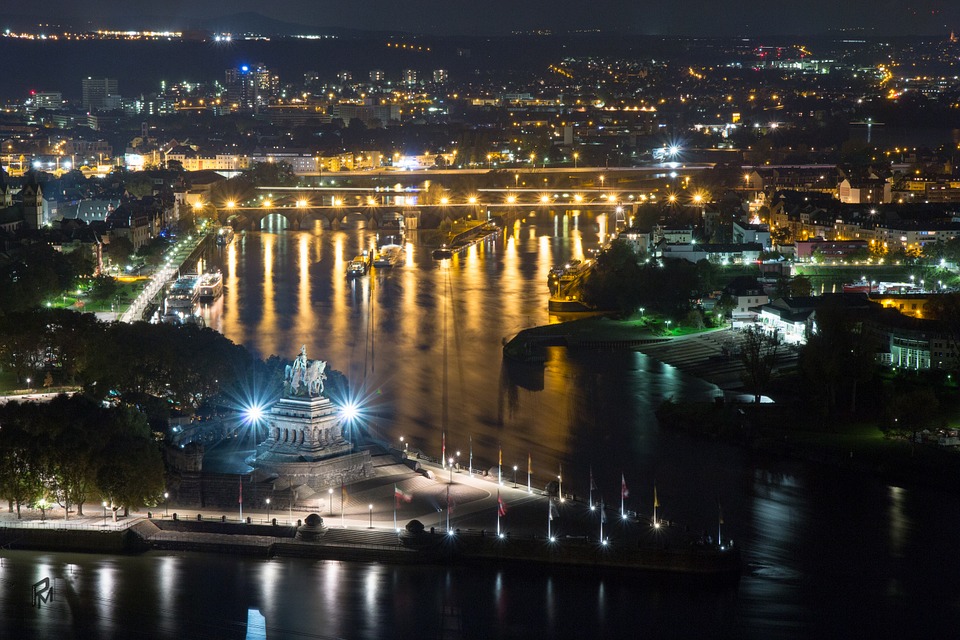 travelandhome Monument German Corner Koblenz Night Photograph