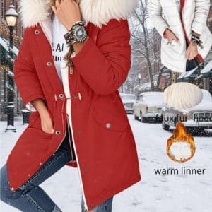 SHEIN Womens Reversible Long Sleeve Jacket With Fur Collar, Autumn, Winter