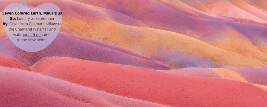 Seven Colored Earths a geological formation and prominent tourist attraction found in the Chamarel Plain of Riviere Noire District in South western Mauritius. Natural Geographic Phenomenan.