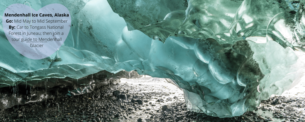 The different shades of blue in the ice crystals inside these caves is a natural phenomenon that has left scientists baffled for years. Alaska