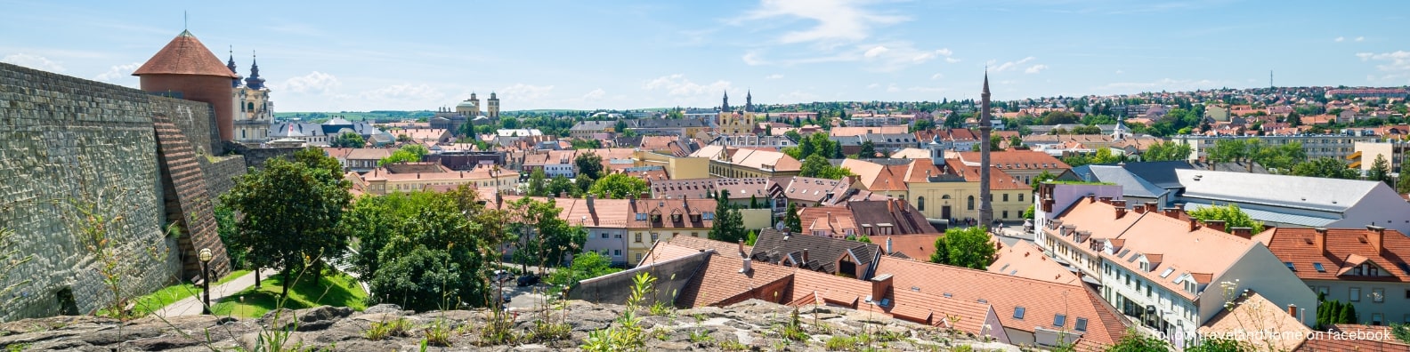 Eger panoramic view over the town from the castle walls, Hungary, sightseeing, day trips from Budapest min