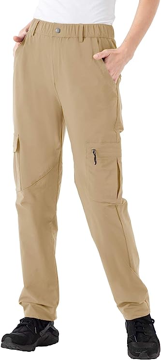 Rdruko Women's Hiking Cargo Pants Water Resistant Quick Dry UPF + Travel Camping Work Pants Zipper Pockets