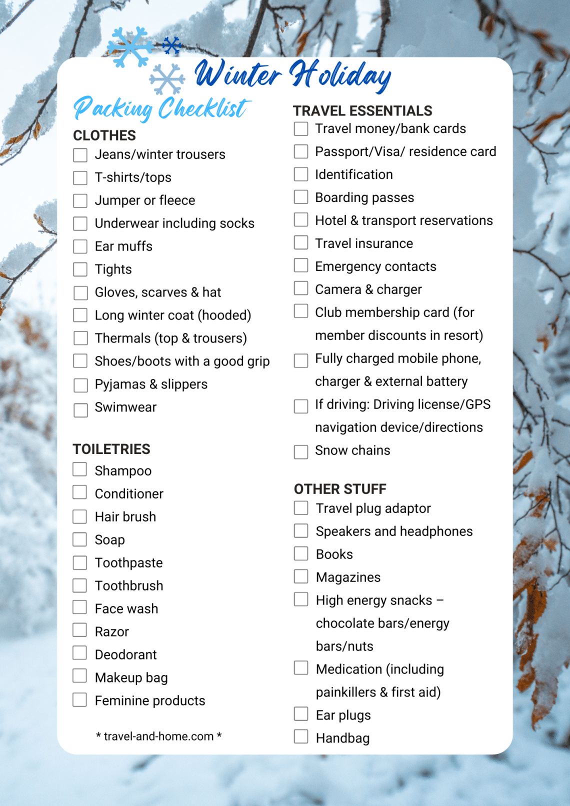 what to pack for a winter holiday what should I wear on a winter holiday, Winter Holiday Packing Lists