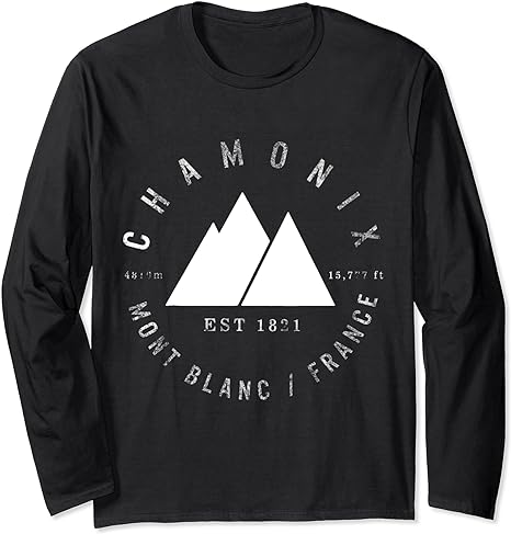 Chamonix Valley Mont Blanc France Skiing Snowboarding Ski Long Sleeve T Shirt