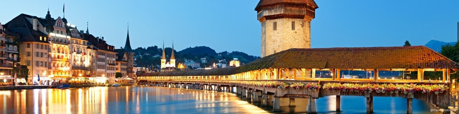 Travel Lucerne, Switzerland, travel and home, Chapel Bridge at sunset