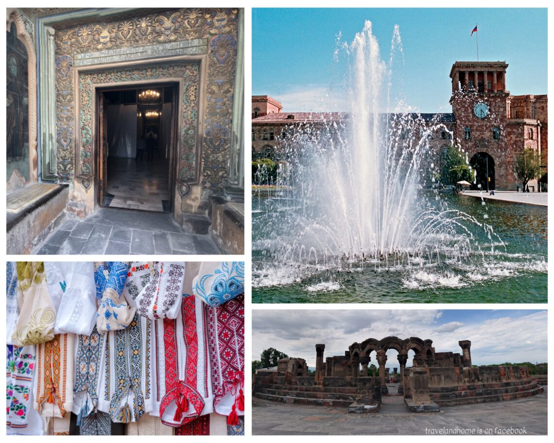 Top attractions and landmarks in Armenia, Ejmiatsin Cathedral, singing fountains, Zvartnots Cathedral, Vernissage Market min