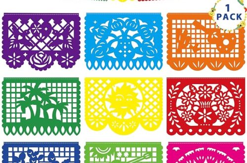 Papel Picado, Colorful Mexican Theme Party Flag Banner Dia De Los Muertos Day of the Dead Party Decorations