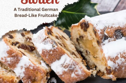 Stollen, German bread like fruitcake, traditional recipe, Christmas min