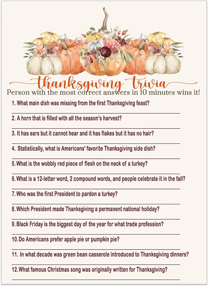 Thanksgiving Trivia Game