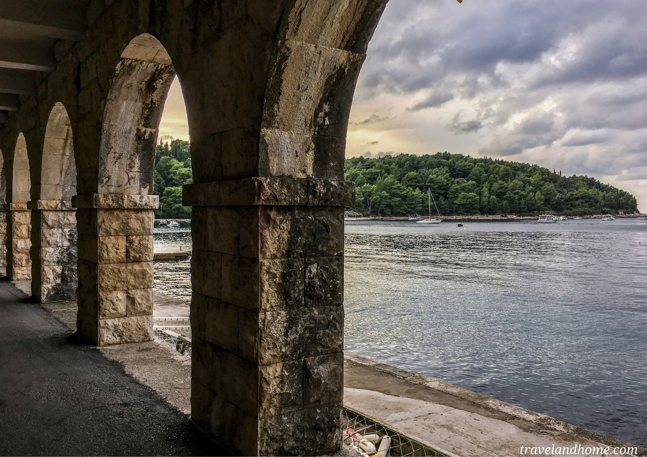 The beautiful Port of Cavtat at Luka Bay, from the archway of Cavtat Rector's Palace min