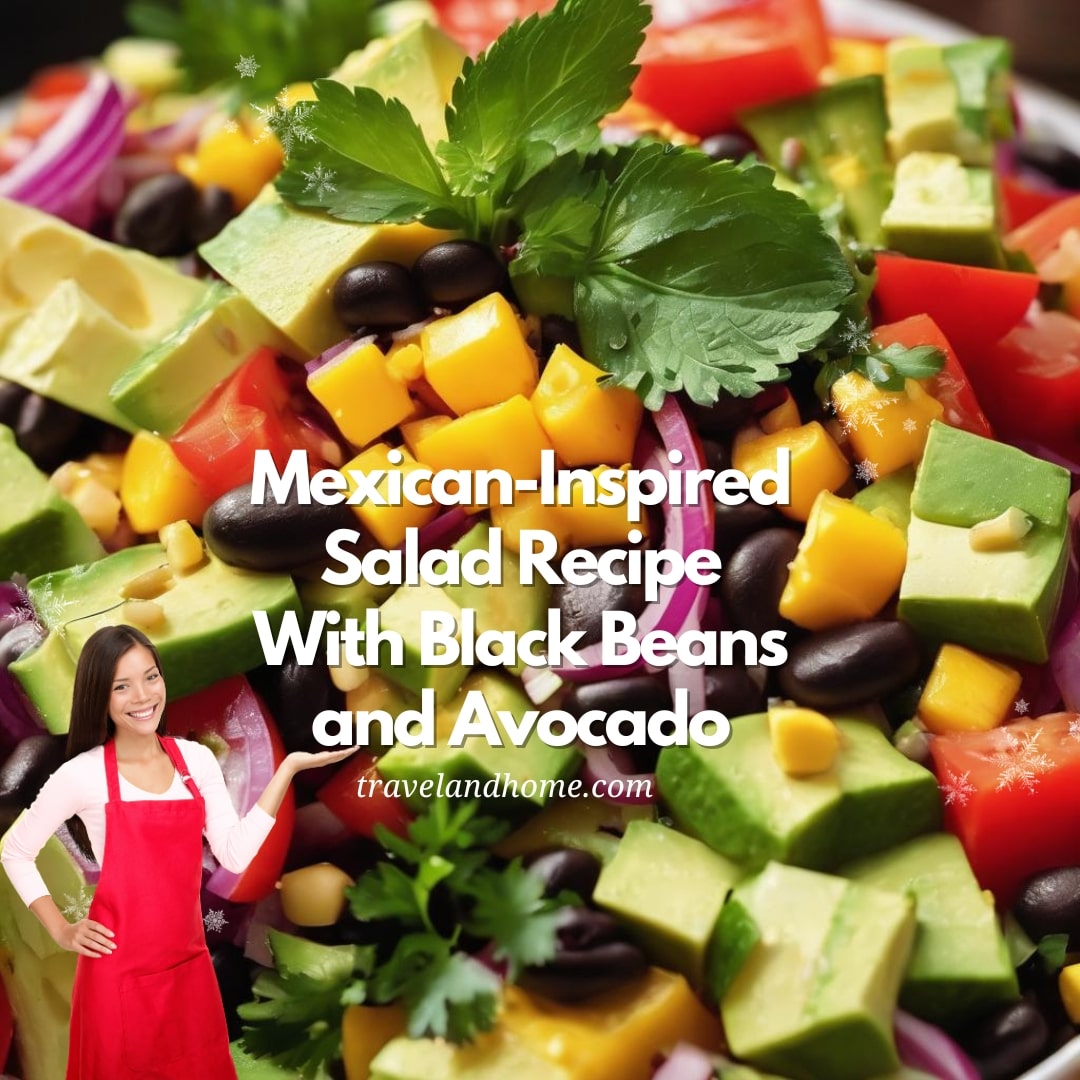 Mexican Inspired Salad Recipe With Black Beans and Avocado, travel inspired, #travelandhome, Mexican cuisine min