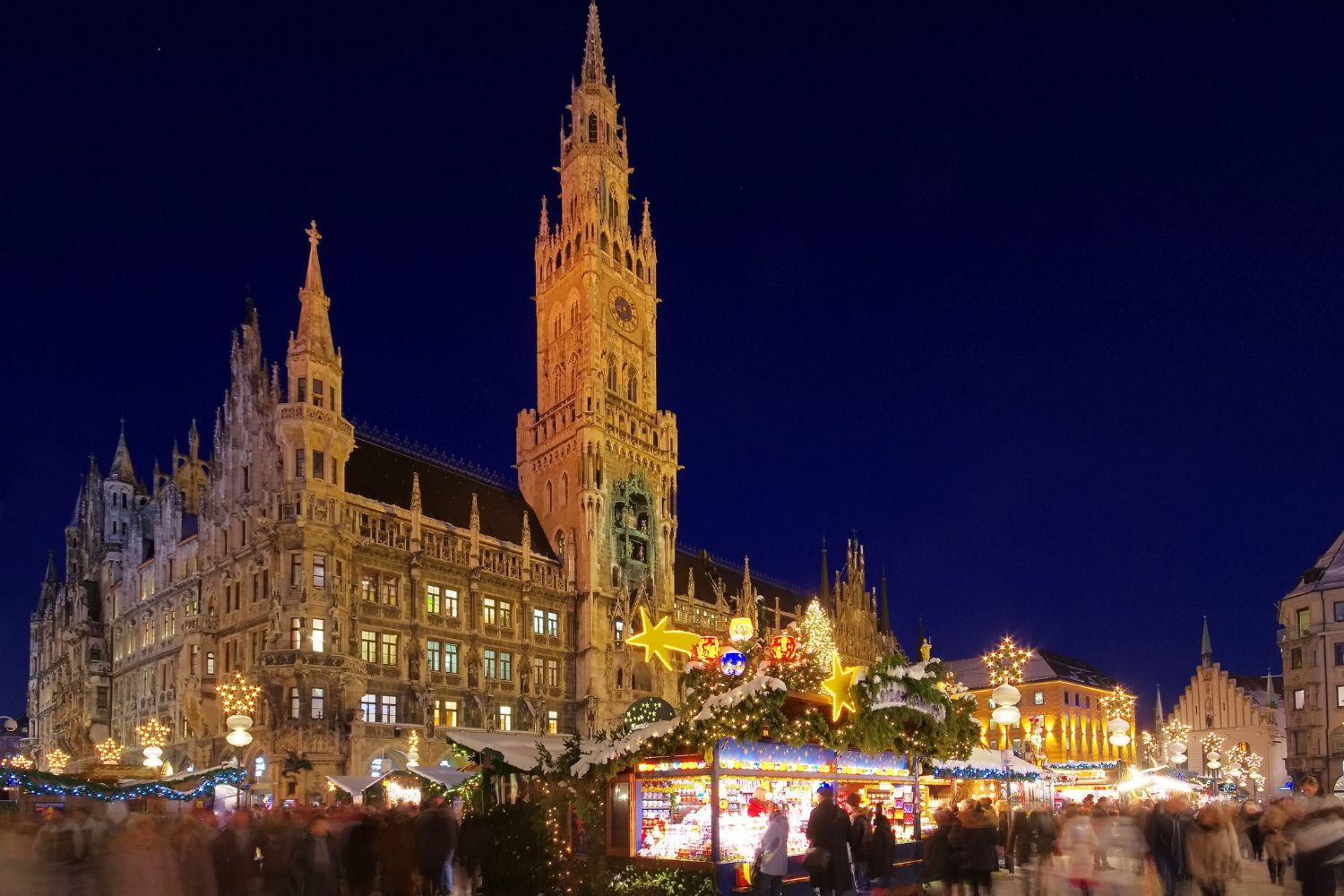 Visit Munich in winter with the fabulous Christmas market in front of the Neues Rathause on Marienplatz