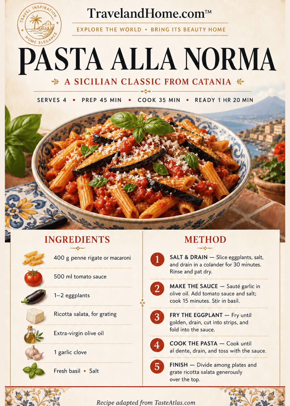 Pasta alla Norma easy Sicilian recipe from Catania, Must eat in Scicily