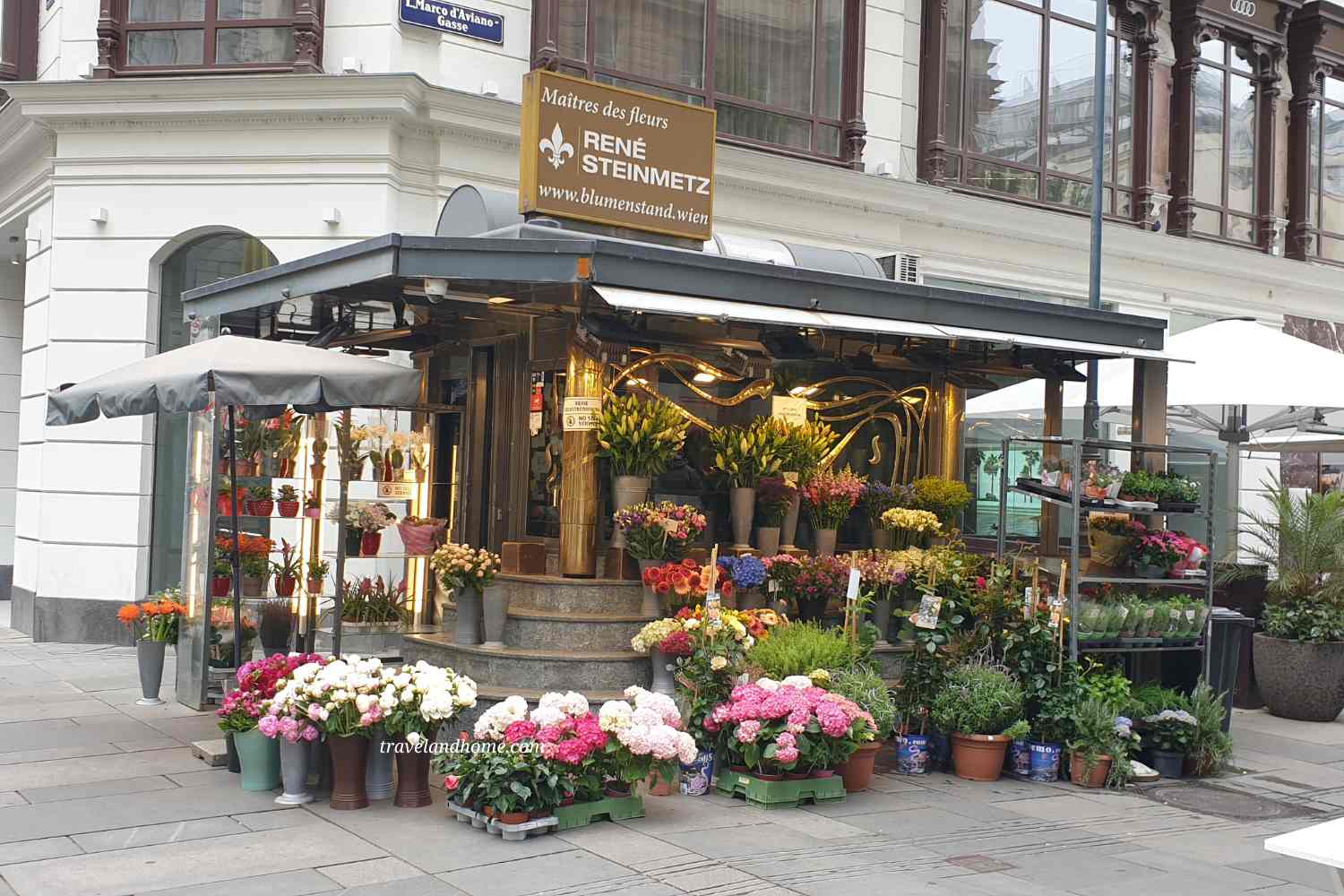 Flower shop in Vienna city near St Stephen's Cathedral