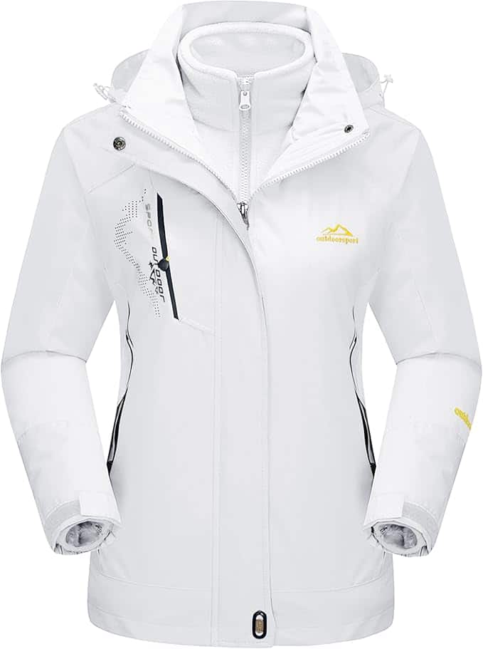 Women's 3 in 1 Winter Coats Snow Ski Jacket Waterproof Windproof Fleece Lined