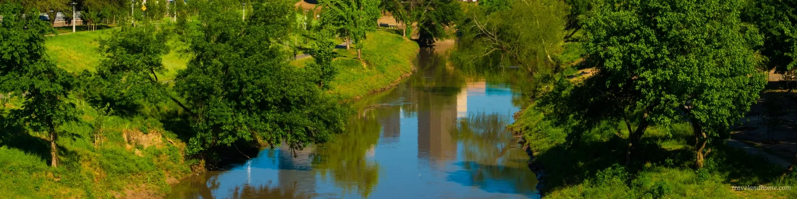 Buffalo Bayou River and park in Houston, USA