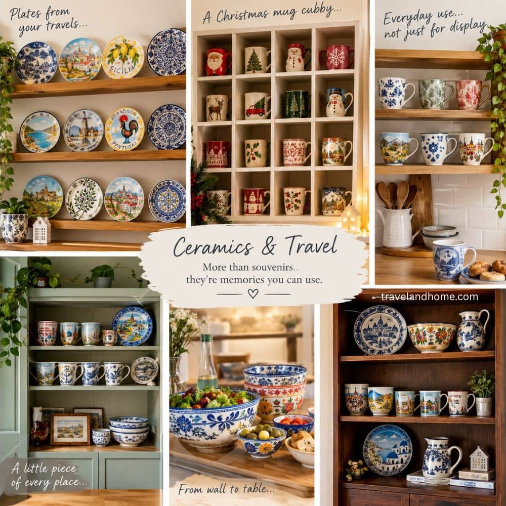 Create memory shelves with your ceramic souvenirs that you would actually use