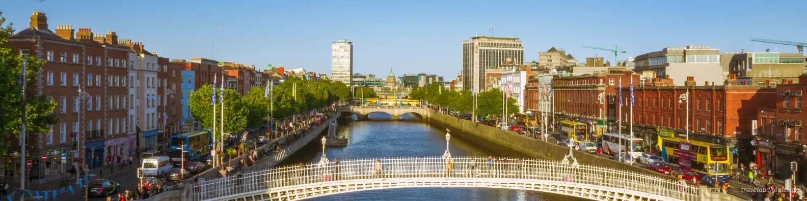Dublin aerial view with Liffey river and Ha'penny bridge during sunset, Republic of Ireland Travel Guide