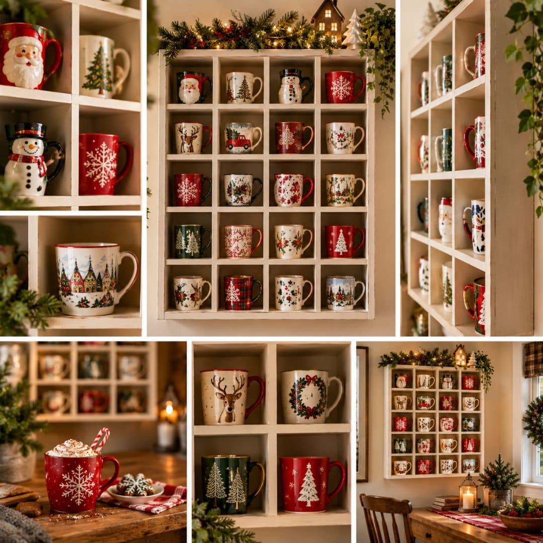How to display christmas mugs - ideas