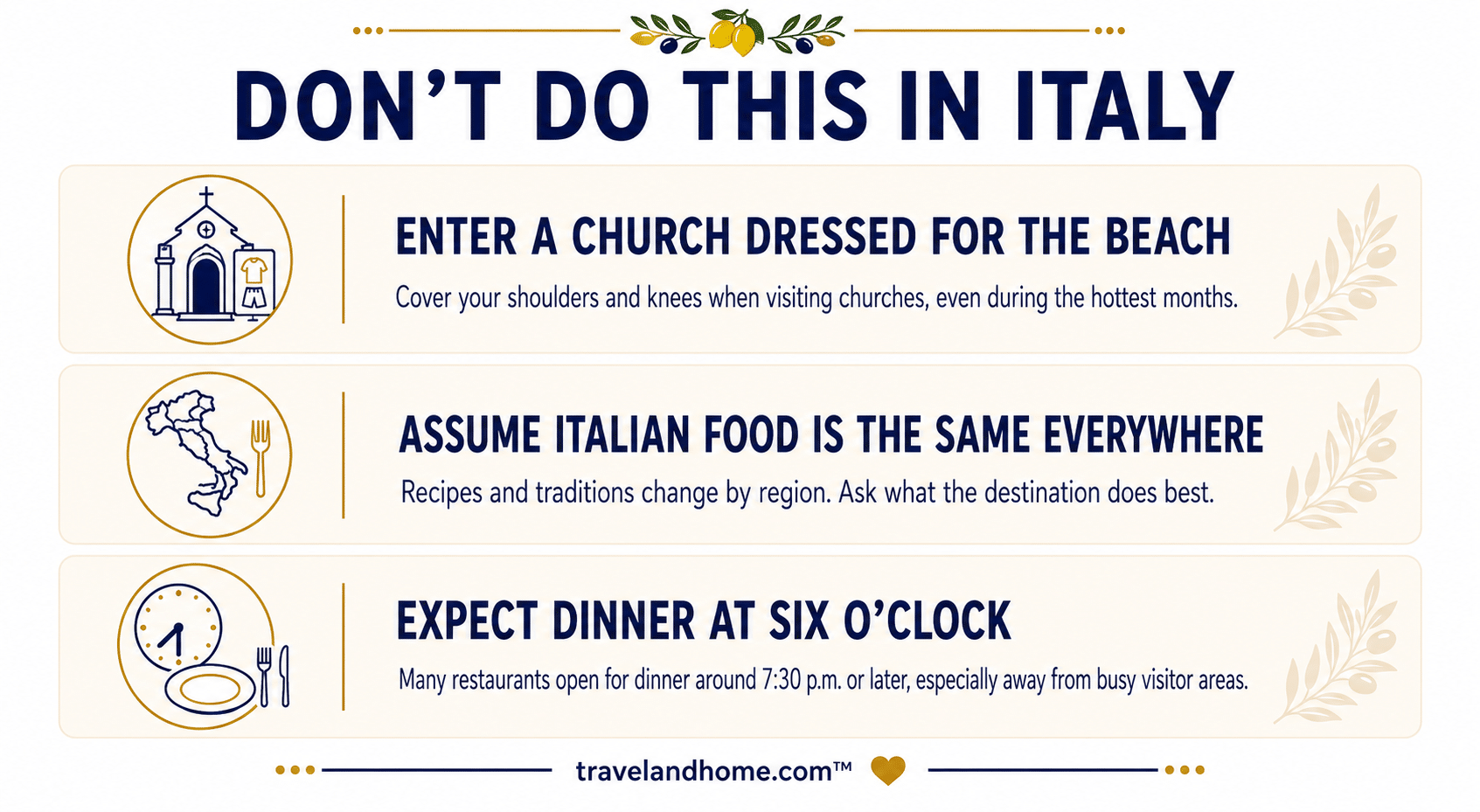 Italy travel etiquette infographic