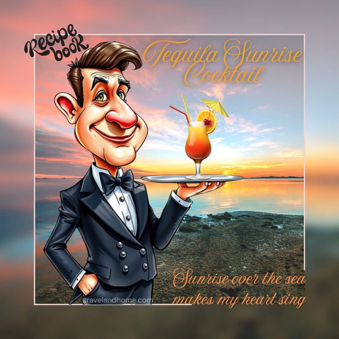 Travel and Home Recipe Book, Tequila Sunrise Cocktail