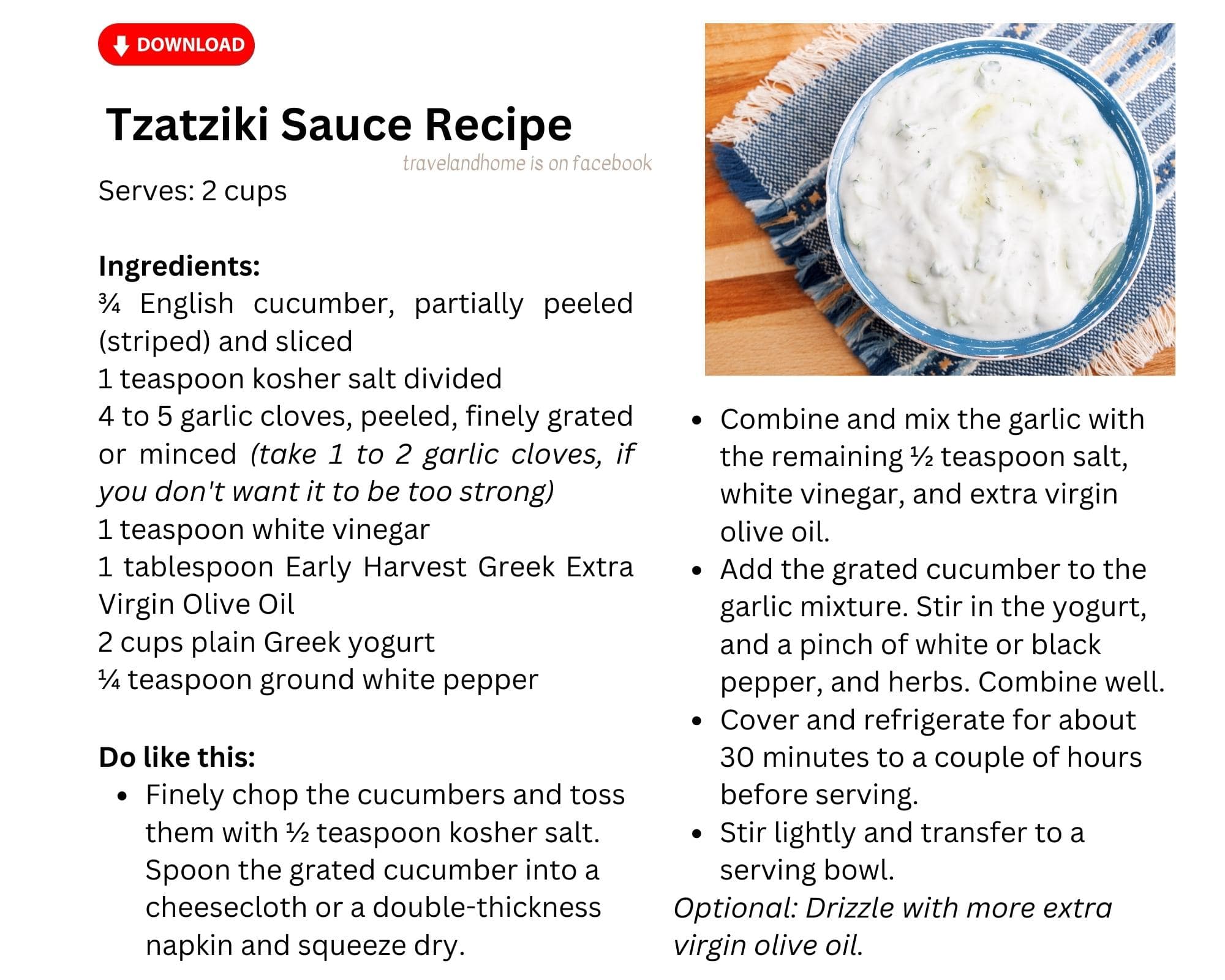 Easy tzatziki sauce recipe greek food cuisine, recipe card