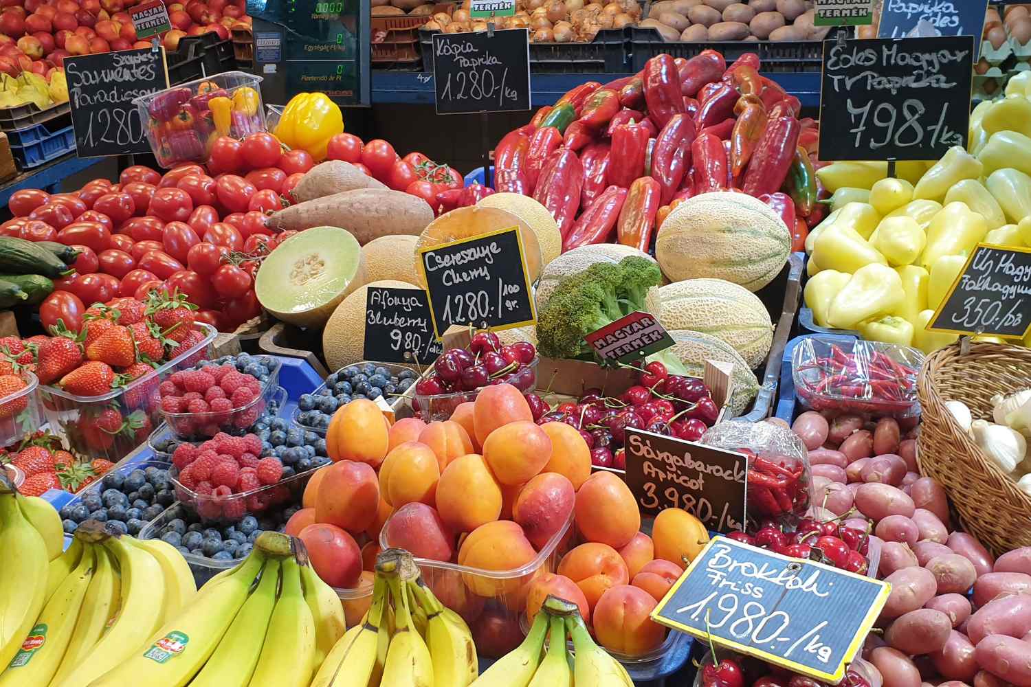 Vegetables and fresh tomatoes in market Budapest HungaryElementor #132970