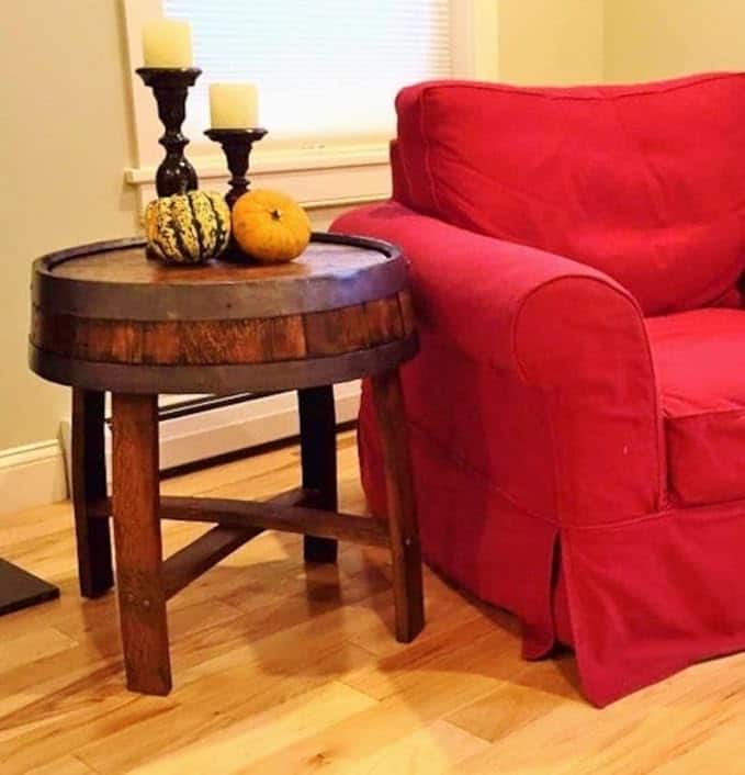Handcrafted Oak Whiskey Barrel End Table, ski chalet decor, travel inspired livingSki Chalet Decor: How to Bring Avoriaz’s Alpine Charm Into Your Home