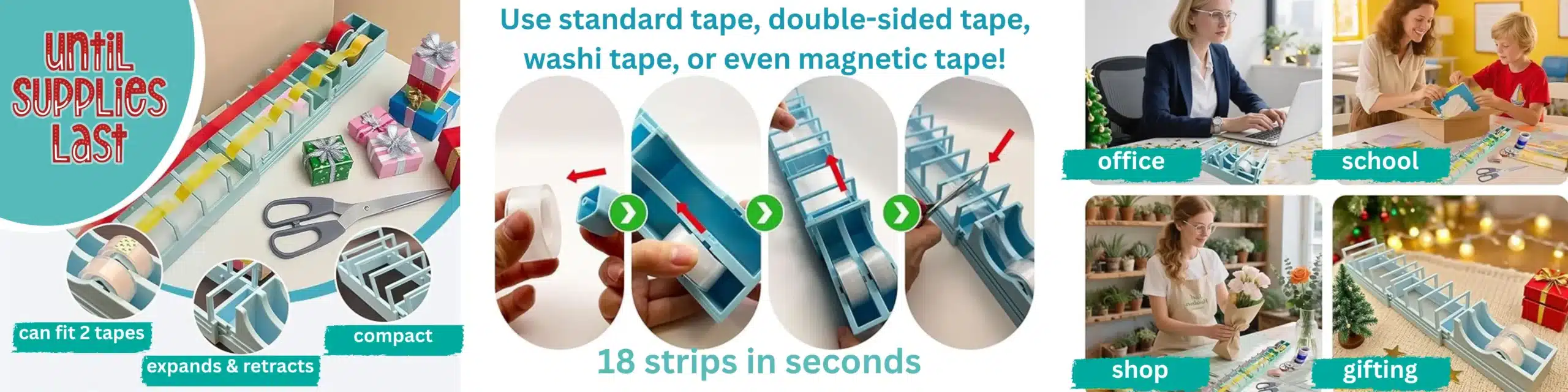 Buy online Tape Zoomi tape dispenser for gift wrapping standard tape, double sided tape, washi tape, magnetic tape, online shopping