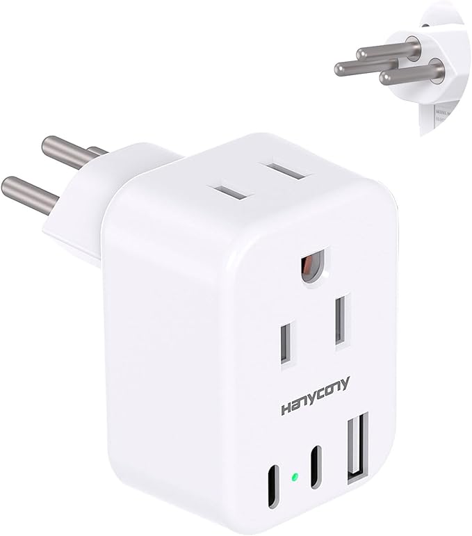 Switzerland Power Travel Plug Adapter, Type J Power Adapter with 2 Outlets 3 USB Ports
