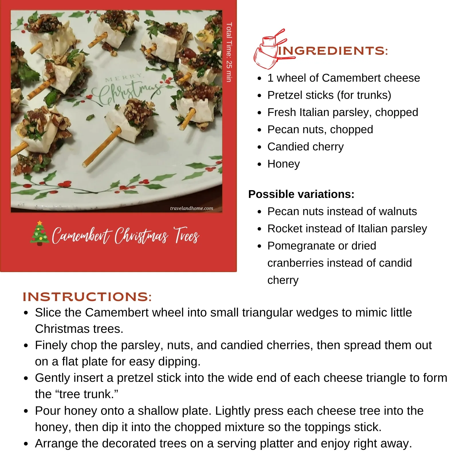 Camembert Christmas Trees, Christmas no-bake recipes