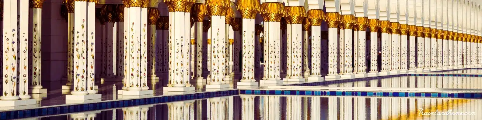 Columns of Sheikh Zayed Grand Mosque in Abu Dhabi, best cruise destination