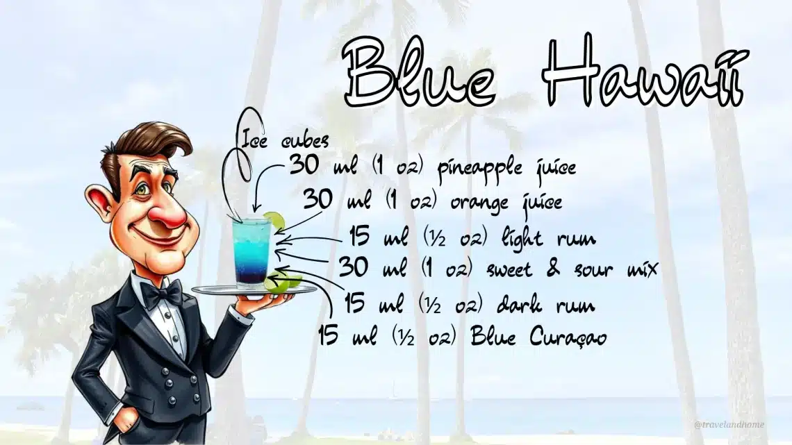 How To Make Blue Hawaii, Ingredients, Cocktails, Recipe Card