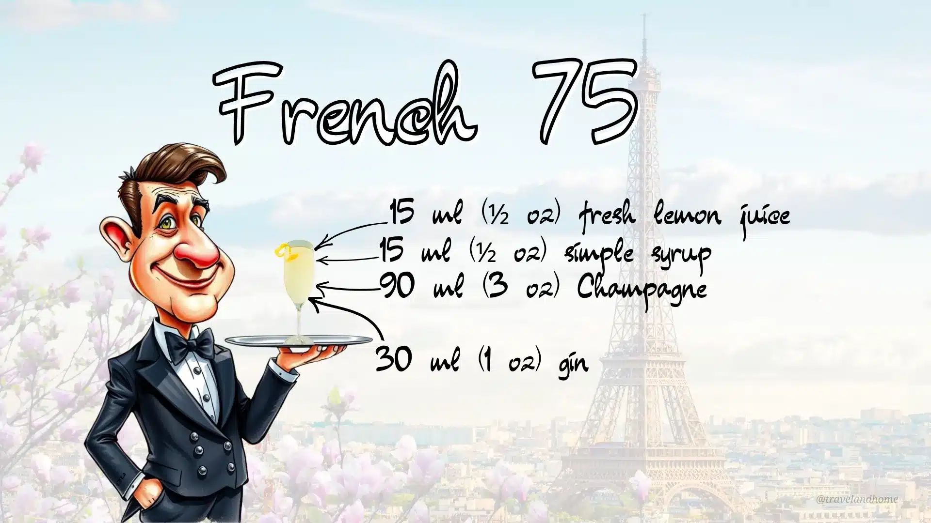 How To Make French 75, Ingredients, Cocktails, Recipe Card