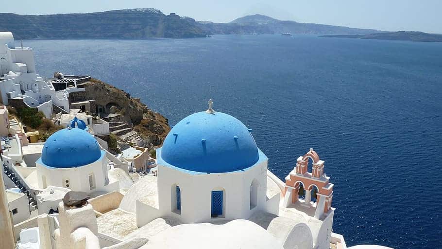 Santorini blue domes