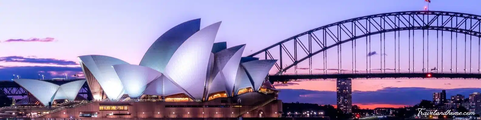 Sydney Opera House with Harbour Bridge at Dusk, New South Wales NSW best cruise destination
