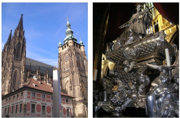 Who is buried at St Vitus Cathedral in Prague, The Monolith, St John of Nepomuk's tomb