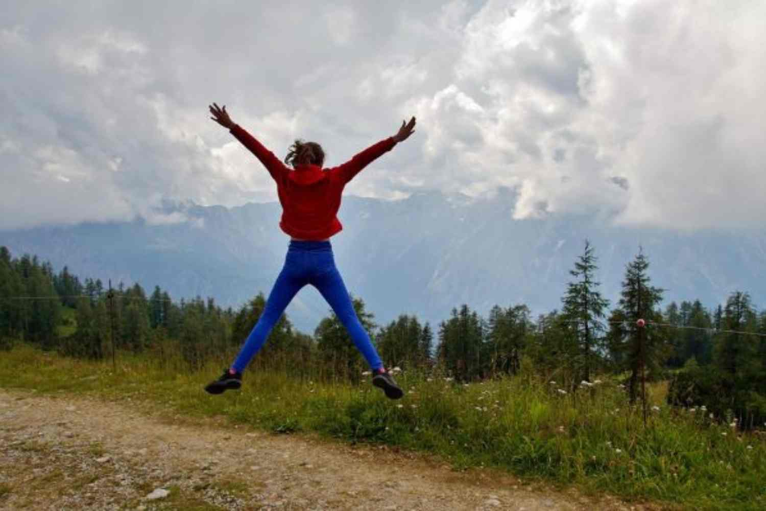 happy jump in the air - travel and home