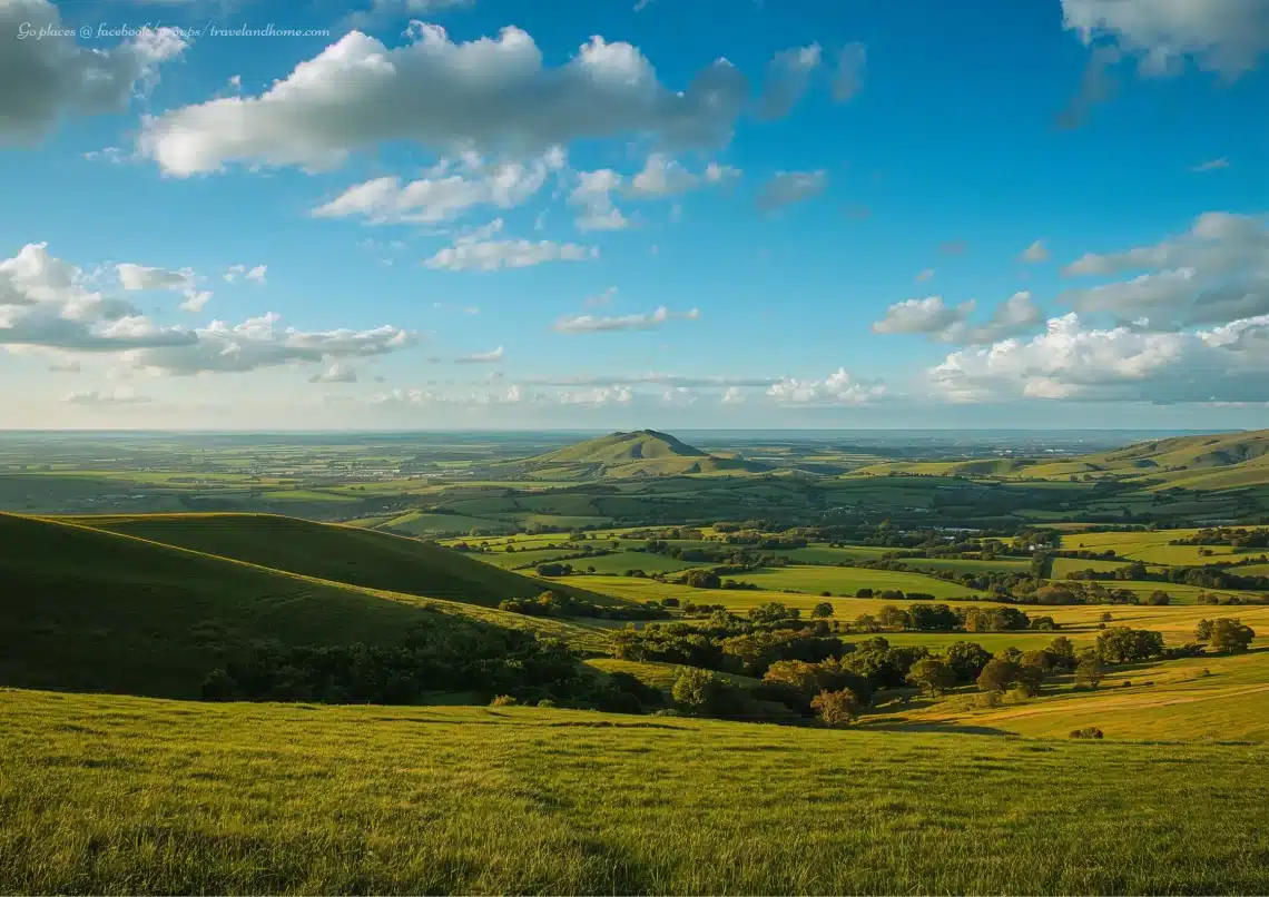 Scenic View of Glastonbury Tor, Somerset, UK, Pilton Glastonbury Bath Day Trip