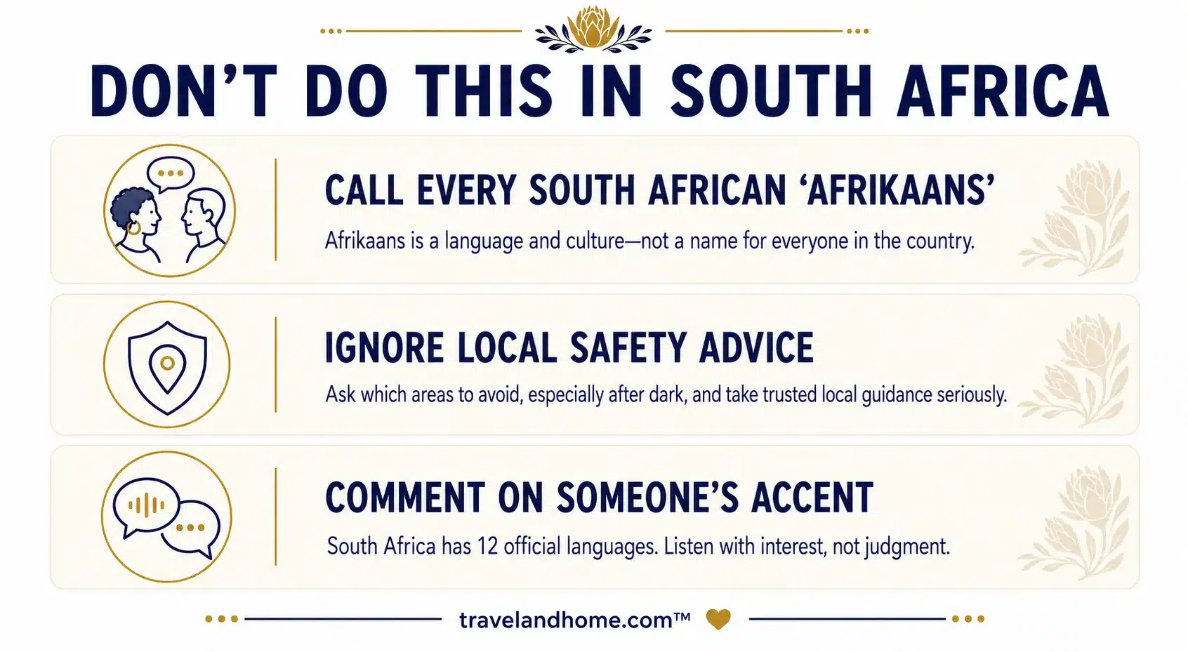 South Africa travel etiquette infographic