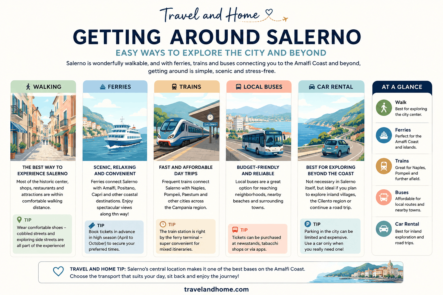 How to get around in Salerno and to other nearby towns on the Amalfi coast