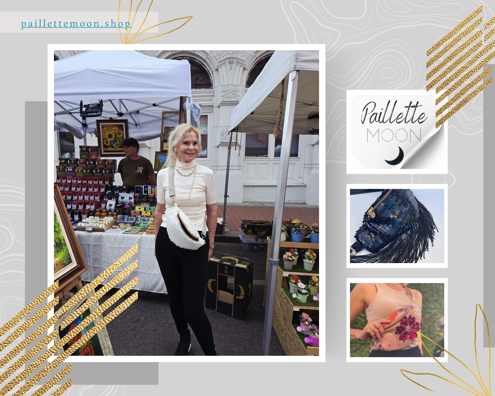 Wearing my new Paillette Moon bag at the Szeged festival