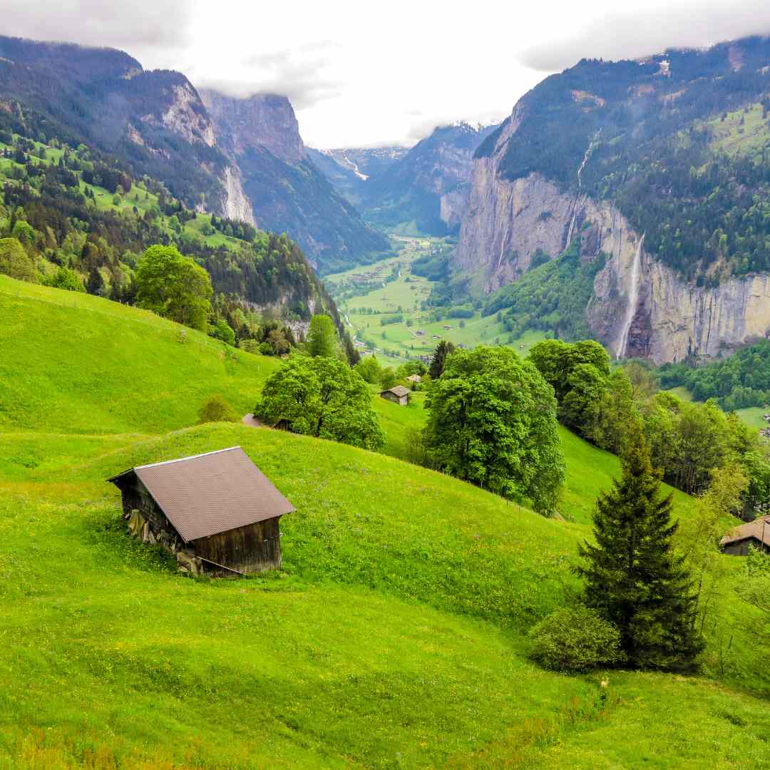 Wengen Switzerland Alps - Looking towards Lauterbrunnen